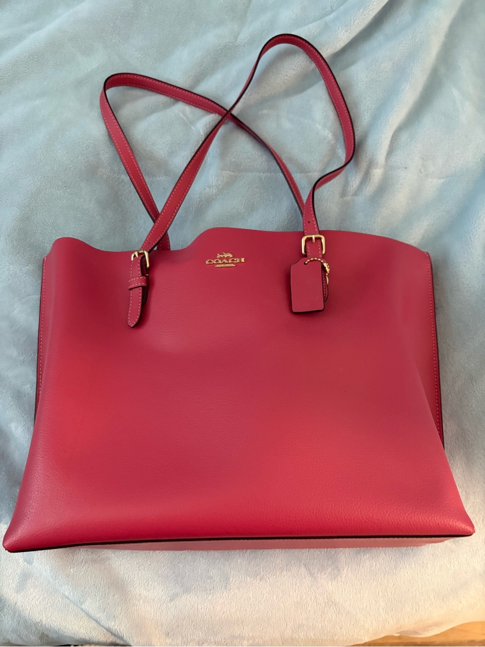 Coach Pebble Leather Tote in Raspberry/pink